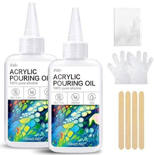 Silikonöl für Pouring Acrylfarben - 200ml Reines Premium Silikonöl Medium Kompatibel mit Malerei Acryl oder Aquarell - Acryl Gießfarbe für Dramatische Visuelle Malerei Kunst, Zellschaffen Aktivator