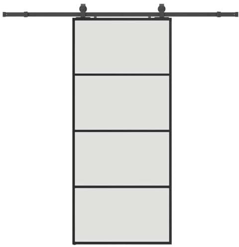 vidaXL Porte coulissante kit de quincaillerie noir 90x205 cm verre ESG, porte intérieure, porte de grange intérieure, porte de grange coulissante