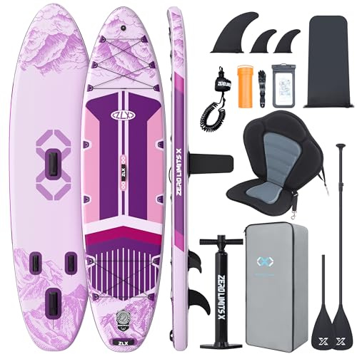 ZLX Stand Up Paddling Board 350 x 89 cm, SUP Board Set, Stand Up Paddle med unik mittfin, halkfri täckdyna, standup paddle Board 250 kg lastkapacitet, för vuxna, nybörjare, alla färdighetsnivåer