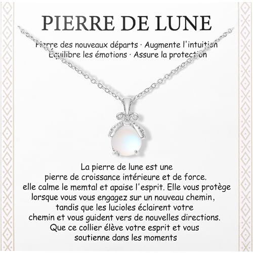 Merclix Collier Femme Pierre De Lune Anniversaire Noel Fete Des Meres Cadeau Maman Soeur Meilleure Amie Copine