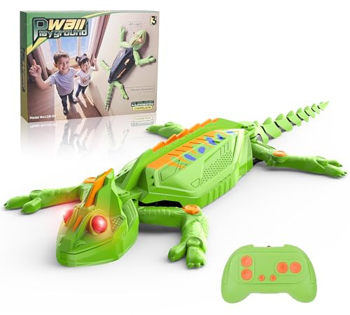 Gerbala Gecko Radiocommandé, Lezard Télécommandé Jouet Qui Escalade Murs et Plafonds, Lezard Qui Grimpe au Mur avec Yeux LED Lumineux, des Mouvements Réalistes, Cadeau pour Garçons et Filles 3+ Ans