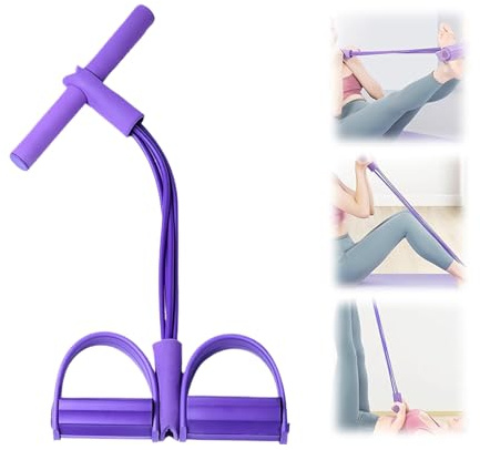 Bandes de Résistance Fitness, 4 Tubes avec Pédale de Traction pour Chevilles, Sit-Up Bodybuilding Expander Bandes Corde de Tension Multifonction avec Poignées Intégrée, pour Yoga/Fitness/Musculation