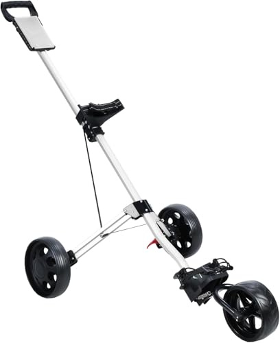 tekrabea Golf Trolley, 3 Wheel Foldable Walking Golf Push Cart with Foot Brake Mechanism, Tee Holder, Scorecard Board, Golf-Scorer and Ball Mount