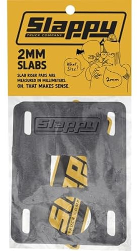 Slappy Truck Company Low Slabs Black Skateboard Hard Risers - Set of Two (2) - 2mm