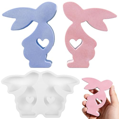 Stampo in Silicone Pasquale Coniglio, stampo per coniglio per candele e gesso, stampo uovo di pasqua in silicone versabile