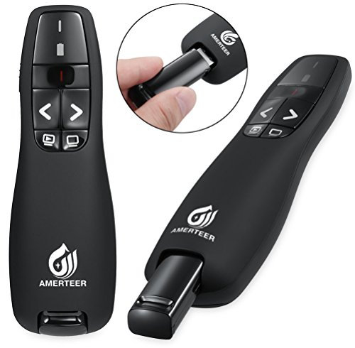 AMERTEER Wireless Presenter, 2.4GHz Powerpoint Presentation Remote Control Office PowerPoint PPT Remote Controller Clicker Flip Pen