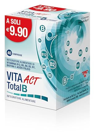Vita Act Total B, Integratore Alimentare a base di Vitamine del gruppo B ed Acido Folico, 1 Confezione da 40 Compresse