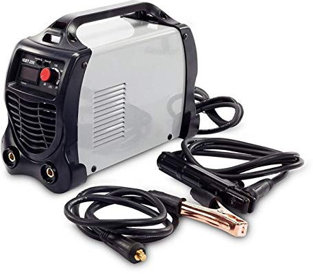 GrecoShop Saldatrice Line 400 Ampere Inverter con Cavi 3+2 mt. Elettrodo Professionale Mini Portatile Leggera IGBT 400A