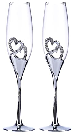 Copas de champán de boda para tostar, copas de flauta para novia y novio, tazas de vidrio de lujo creativas con diamantes de imitación con decoración