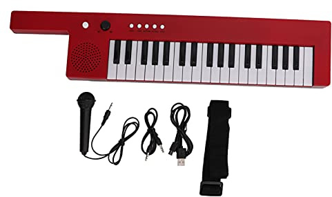 37 Key Electronic Keyboard Piano Portable Guitar Electronic Organ Mini Keytar Musical Instrument(BF-3755 red)