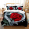 Hoimlm Rot Rose Bettwäsche,Erwachsene Kinder Bettbezug,3D Microfaser Bettwäsche mit kopfkissenbezüge,Rose Bettbezug für Schlafzimmer, weiche bequemer (Rose in Herzform, 135x200cm)