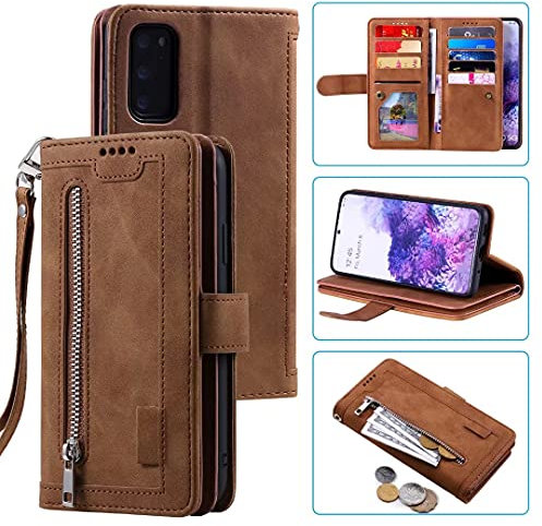 Ufgoszvp OPPO Find X5 Lite Wallet Case with Card Holder Zipper Shockproof PU Leather Business Phone Cases Kickstand ID Credit Card Slots Folio Flip Protective Skin Cover for OPPO Find X5 Lite brown