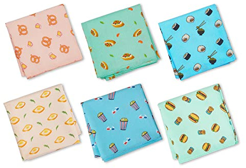 Hexafun Multicolor 100% ekologisk bomullssjal, set med 12, unisex, (Mat set 1 + 2) matgasm!, L