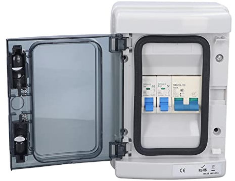 Natudeco 2 Way Consumer Unit Distribution Box Circuit Breaker Protection Box Electronic Power Supply Junction Box with Transparent Lid for Hotels Garage Home Indoor Use