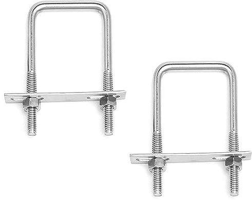 Bebochoi 2 Stück U-Schrauben M10 80x150mm U Bolzen Vierkant U-Bolzen Edelstahl Bügelbolzen Mit Muttern und Rahmenplatte U-Bügel Für Abschleppen Von Autos Und Schiffen Reparatur Von Pipelines
