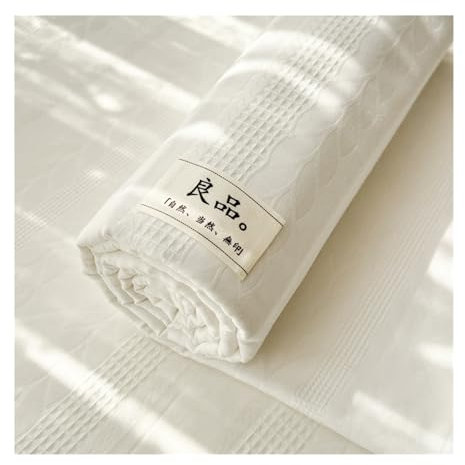 Premium Bettlaken Haustuch aus 100% Waffel-Jacquard-Baumwolle ohne Gummizug Luxus Betttuch ohne Gummi Ultraweiche vielen Größen und Farben(White,160x235cm)