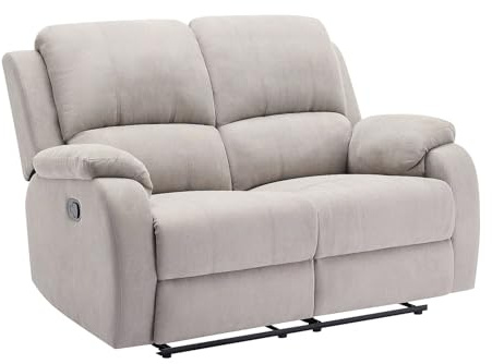 Vente-unique - Divano relax 2 posti Brody - microfibra - grigio chiaro