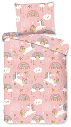 Good Morning Kinder-Bettwäsche Suus Renforcé rosa Größe 100x135 cm (40x60 cm)