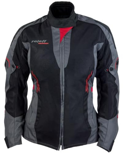 ROLEFF Giacca da moto da donna RO1810D – Nero/Grigio – XS-5XL – Traspirante – Giacca estiva in rete – Leggera, confortevole, con protezioni – Ideale per le giornate calde, nero/grigio, XS