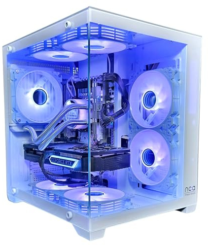 Gaming PC White | GeForce RTX 5060 | Intel 10 Core | RGB Lüfter mit Fernbedienung | Wasserkühlung | SSD | Windows 11 | WLAN (64GB RAM 1TB SSD)