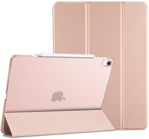 ProCase Hülle für iPad Air 13 Zoll M4/M3/M2 (2026/2025/2024), Dreifache Schutzhülle Case für 13 iPad Air M4 2026/M3 2025/M2 2024, Dünn Leicht Smart Cover mit Translucent Frosted Rückhülle -Rosagold