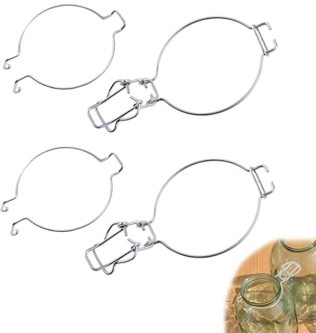 Mezfrguo 2 Pcs Canning Jar Wire Clamp for Mason Jar 32 Oz Glass Jar Sealed Buckle Locking Gasket Kitchen Canning Jar Replacement Accessories
