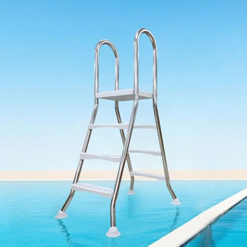 BOTOWI Escalera de Piscina sobre el Suelo de Alta Resistencia, Escalera de natación con Marco de Acero Inoxidable de 3 escalones para Piscinas DE 43 Pulgadas,110cm