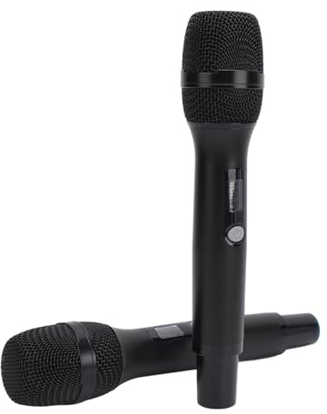 RiToEasysports Trådlös Mikrofon, Dubbel Handhållen Karaokemikrofon med -teknik, USB-laddningsbar för Smartphone-tv-dator, Bärbar Ljudutrustning i Aluminiumlegering för Hemmasång