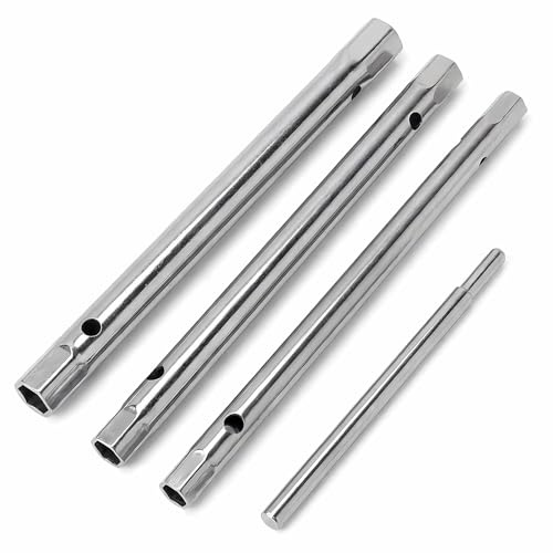 LOLANIUT Juego de Llaves Tubulares de 4 Piezas con Barra de Fuerza Giratoria, 8 x 9/10 x 11/12 x 13 mm, Llaves de Tubo para Tuercas Hexagonales