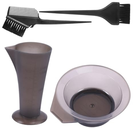 ELAYARD Kit de Tinte Cabello 4 Piezas Cuenco, Pincel y Taza Medidora de Plástico Duradero, Colores Surtidos, Accesorios Profesionales para Teñir en Casa o Salón