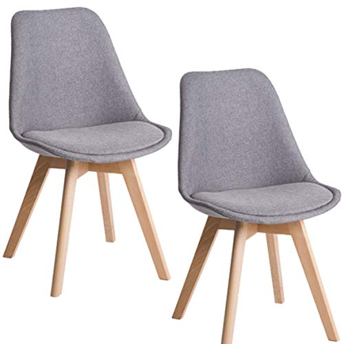 DEULINE Stoffbezug-Grau Esszimmerstühle Esszimmerstuhl mit 28mm stärke Massivholzbeine SGS geprüft Polsterstuhl Stühle Oslo+ 2er-Set 521206