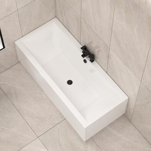 Amaze 1700 x 700mm Designer Acrylic Double Ended Bath with Front & End Panel Straight Bathroom Bathtub