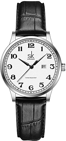 SHENGKE SK Business Classic - Reloj para mujer con correa de acero inoxidable y cuero genuino, Cuero romano, Classic