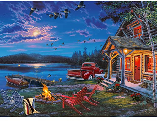 Rivers Edge Products LED Canvas Wall Art, 24 by 16 Inches, Fiber Optic Light Up Wall Decor, Battery Operated Lighted Canvas Print, LED Light Kitchen, Bedroom, or Home Decor, The Perfect Getaway