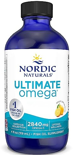 Nordic Naturals, Ultimate Omega, 2840mg Omega-3, Aceite de Pescado con EPA y DHA, Sabor Limón, 119ml, Testado en Laboratorio, Sin Soja, Sin Gluten, No-GMO