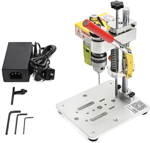 Electric Drill Press, Precision Bench Drill Press, Bi-Directional Hand Drill Press, 7 Speed Drilling Machine with B10 Drill Chuck for 0.6-6mm Drill Bits, Woodworking Metal Drill Tool Mefape