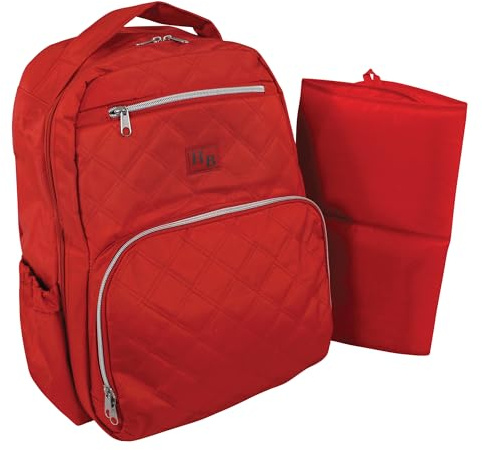 Hudson Baby Unisex Baby Premium Diaper Bag Backpack and Changing Pad, Red, One Size