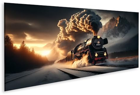 islandburner Quadro su tela flok di vapore al tramonto con montagne innevate immagini murali poster