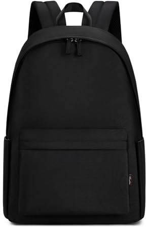 Acmebon Casual School Rucksäcke für Mädchen und Jungen reine Farbe Bookbag für Teenager Schwarz