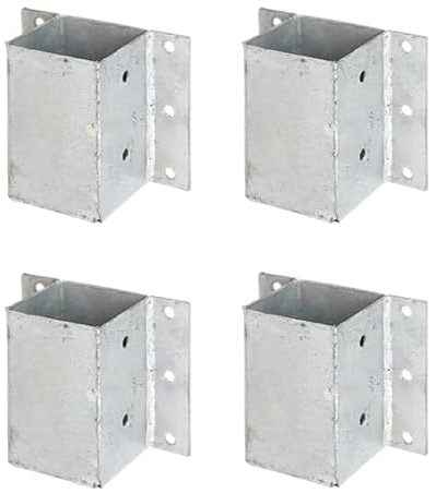 Alberts 4er Set Pfostenträger für L- und U-Steine o. Mauern | zum Anschrauben | feuerverzinkt | 91 x 91 mm