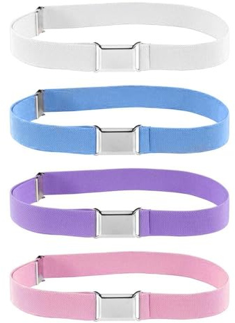 YSJCHEBS Paquete De 4 Bandas Elásticas Para Cintura Para Niños, Cinturones Para Niñas Y Niños, Bandas Ajustables Para Cintura, Bandas Elásticas De Moda, Accesorios De Ropa