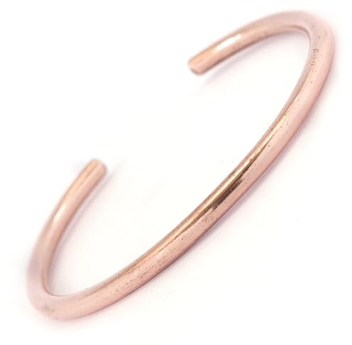 Generico Bracciale Rotondo Semplice in Rame, Regolabile Unisex, Hippie Boho, minimalista, Fatto a Mano in Nepal