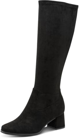 TAMARIS dam komfort lång boot heel knähöga stövlar, svart, 39 EU, svart, 39 EU