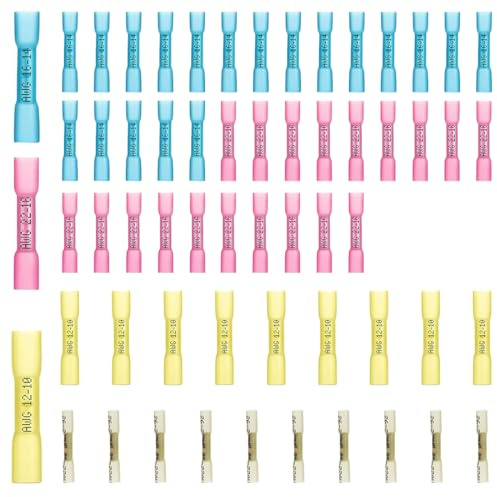 60 piezas de juntas de soldadura, conectores de cable, conectores de punta con funda termorretráctil, terminales eléctricos de engaste, 4 tamaños BHT0.5-5.5, terminales eléctricos para automóviles