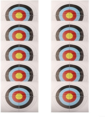 Lot de 10 cibles en papier léger pour entraînement à l'arc en plein air de 60 x 60 cm chacune
