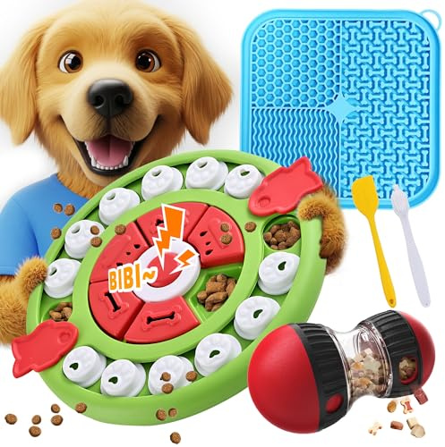 Goohomeey Dog Puzzle Feeder for Small/Middle Breeds - Adjustable Treat Dispenser Funny Slow Feeder Puppy Enrichment Training Toy Pet Interactive Toys Lick Mat Dogs to Keep Dog/Cat Busy