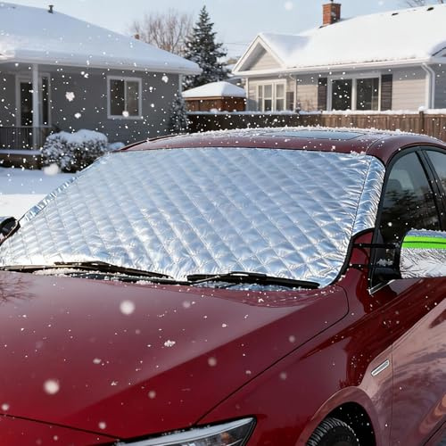 Couverture Pare Brise Voiture,Couverture Pare Brise Voiture Hiver,Films De Protection Antigel pour Voitures,Neige PoussièRe Givre Soleil,Universelle pour Voitures Et Suv-147x100cm