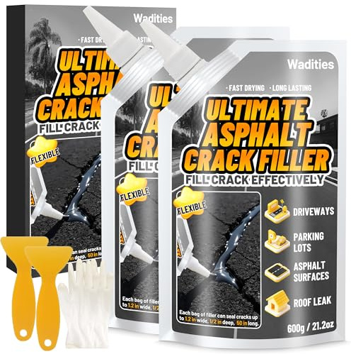 Asphalt-Rissfüller, 1.2kg Hochelastisches Selbstnivellierendes Wasserfestes Dichtungsmittel für Einfahrten, Gehwege, Asphaltbetonfugen, Schnell Trocknende Versiegelung für den Außenbereich – Schwarz