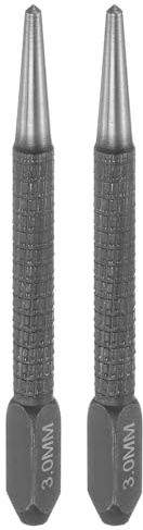 QUARKZMAN 2pcs Pointeau Central 3mm Acier Carbone Non Drapant Cloueuse Pointeau Conique Alignement Trou Central Outil Pin pour Plastique Metal Bois Marquage Scribe