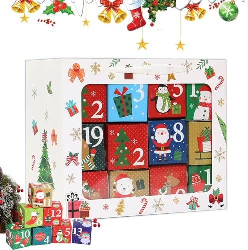 Hogvinnatil Scatole Vuote Natalizie | Contenitore di Carta Multifunzionale,Scatola Conteggio Alla Rovescia Riempibile - per Contenitore di Carta per Bambini Ragazzi Ragazze Coppie Adolescenti Adulti